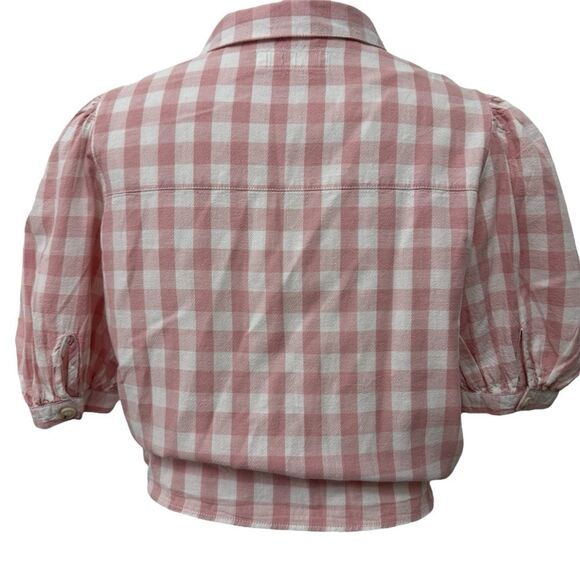 Zara Girls Linen Blend Checked Knotted Gingham Pink Buttoned Top 13-14 - Picture 2 of 8
